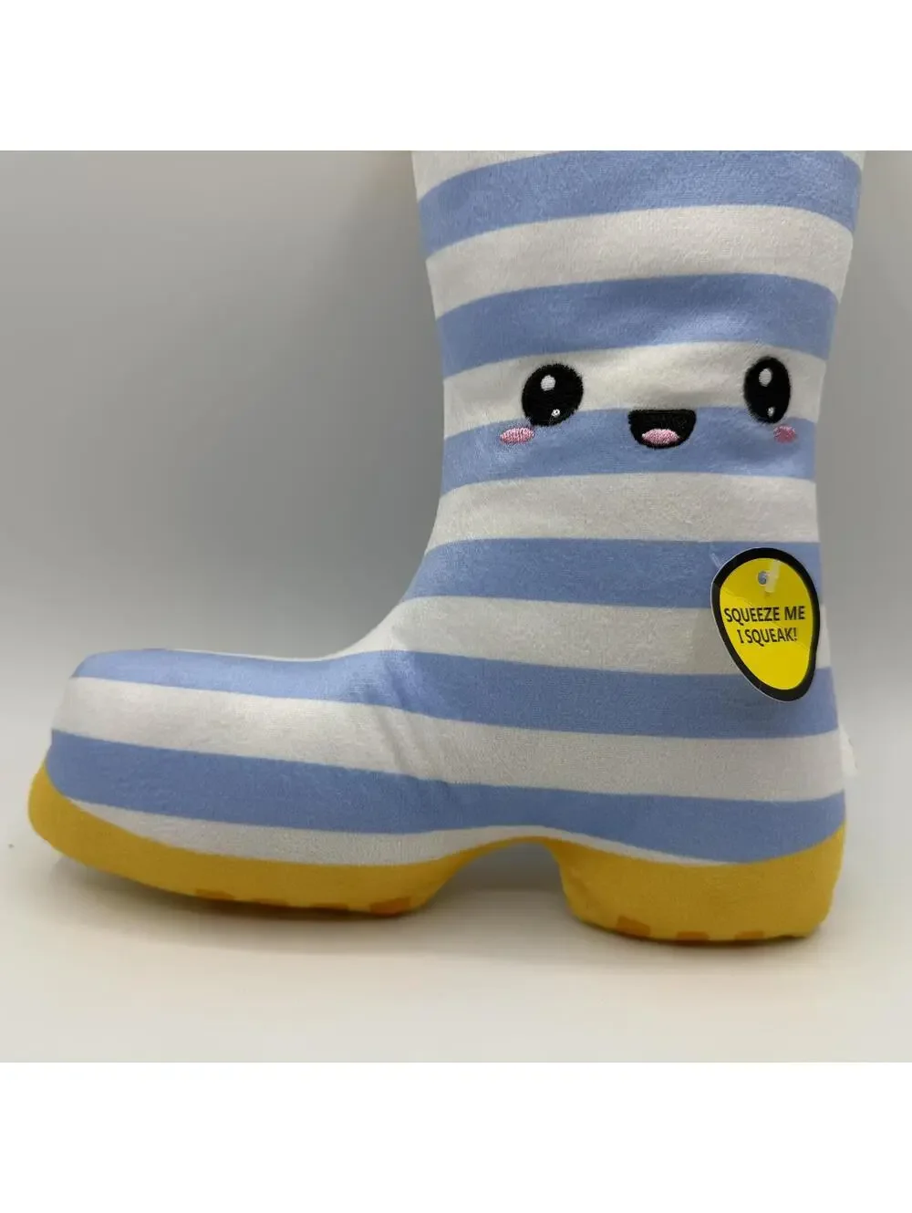 Barker & Jane Blue and White Striped Boot Plush Dog Toy With Squeaker Rope